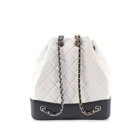 replica 2019 chanel white black gabrielle quilted leather bucket bag|chanel gabrielle leather bag.